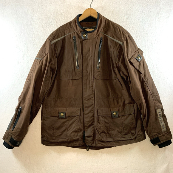 Roland Sands Designs RSD Mens Houston Motorcycle Jacket Sz XL Brown Waxed Cotton